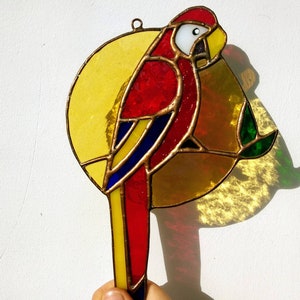 Parrot stained glass suncatcher Bird stained glass window hangings image 8