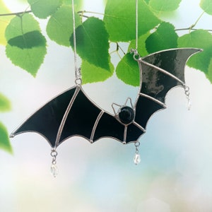 Gothic suncatcher Stained glass Halloween Bat Stained glass Spooky season Unique Decor for windows Bat window decor Bat decor for halloween