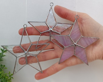 Christmas star Stained glass ornaments christmas Stained glass Star suncatcher Christmas tree decor Glass ornaments