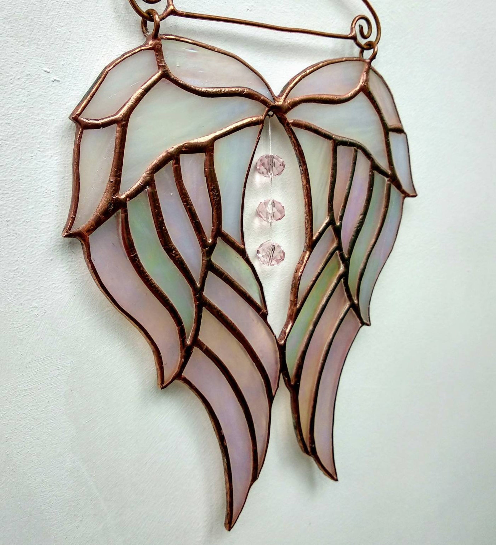 Stained Glass Angel Wings Suncatcher Memorial Window Hangings Etsy