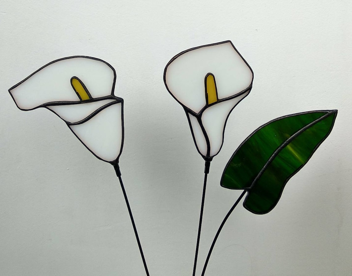 Calla Lily Stained Glass Calla Lily Bouquet for Vase Glass Etsy