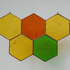 Honeycomb stained glass Suncatcher Window decor Glass art window image 5