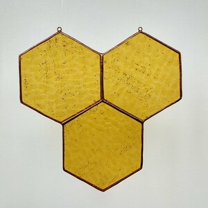 Honeycomb stained glass Suncatcher Window decor Glass art window image 6