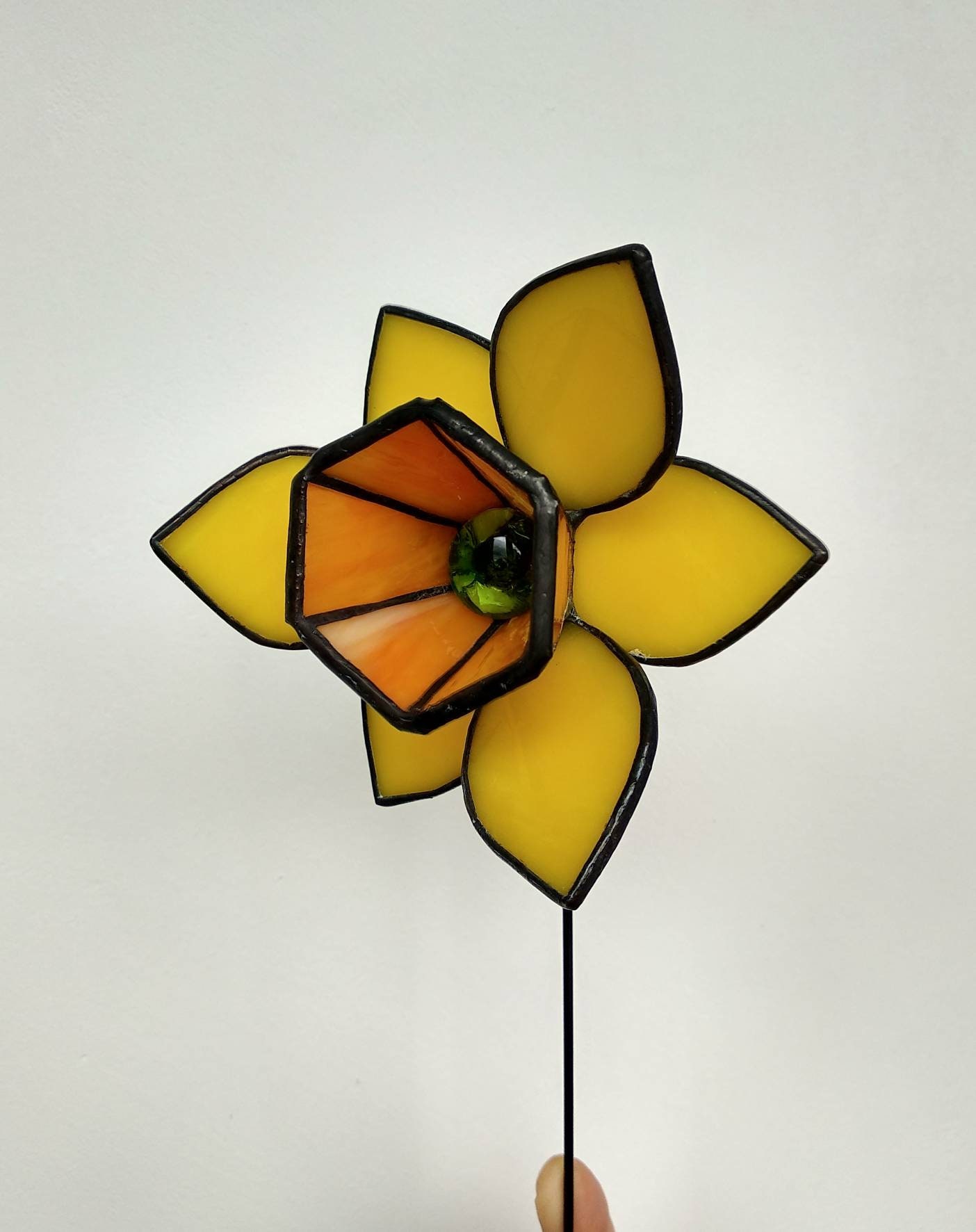 Stained Glass Flower Garden Stake Decor Daffodil Stained Glass Etsy