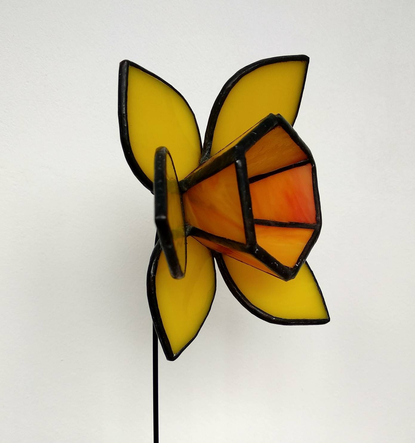 Stained Glass Flower Garden Stake Decor Daffodil Stained Glass Etsy