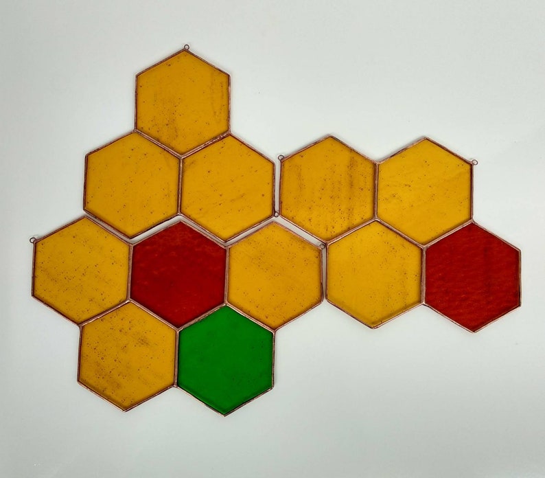 Honeycomb stained glass Suncatcher Window decor Glass art window image 4