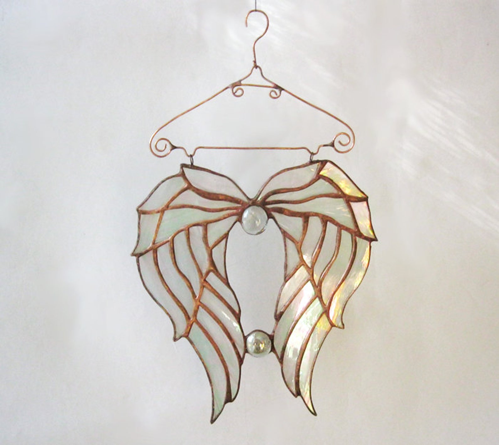 Stained Glass Angel Wings Suncatcher Tiffany Stained glass Etsy