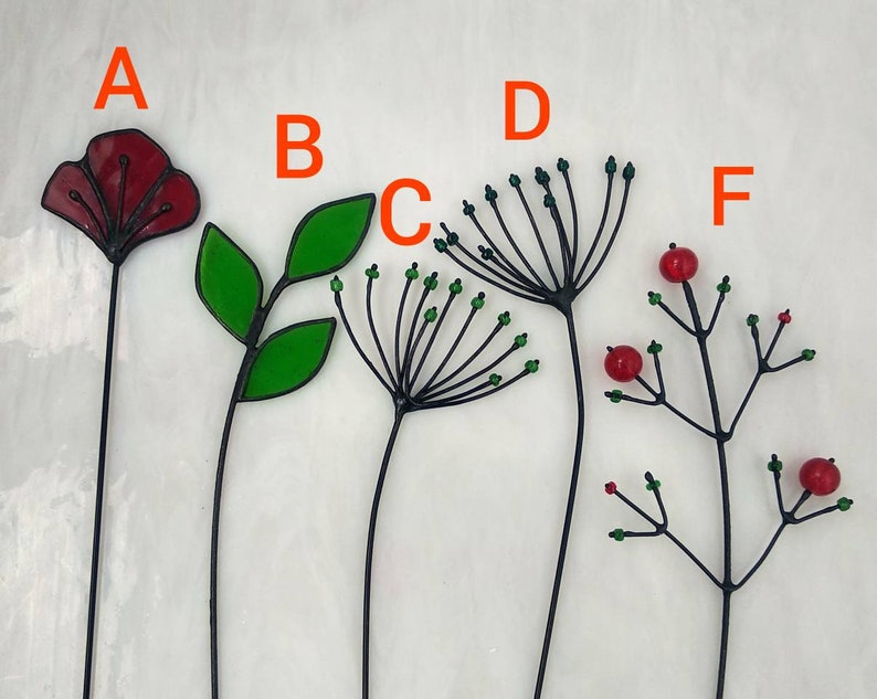 Stained Glass Flower Bouquet Flowers on Stem Wild Flowers Etsy