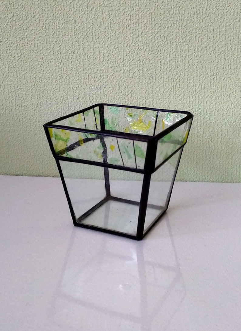 Glass pot Garden decor Small planter for cactus Geometric terrarium Container for flowers