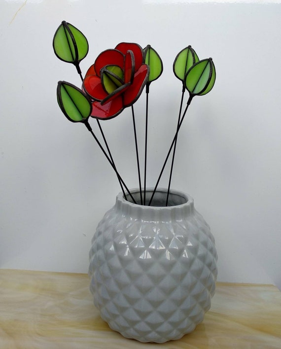 Stained Glass Flowers Bouquet Fake Plants Custom Suncatcher