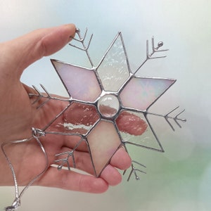 Stained glass snowflakes Christmas suncatcher Stained glass ornament