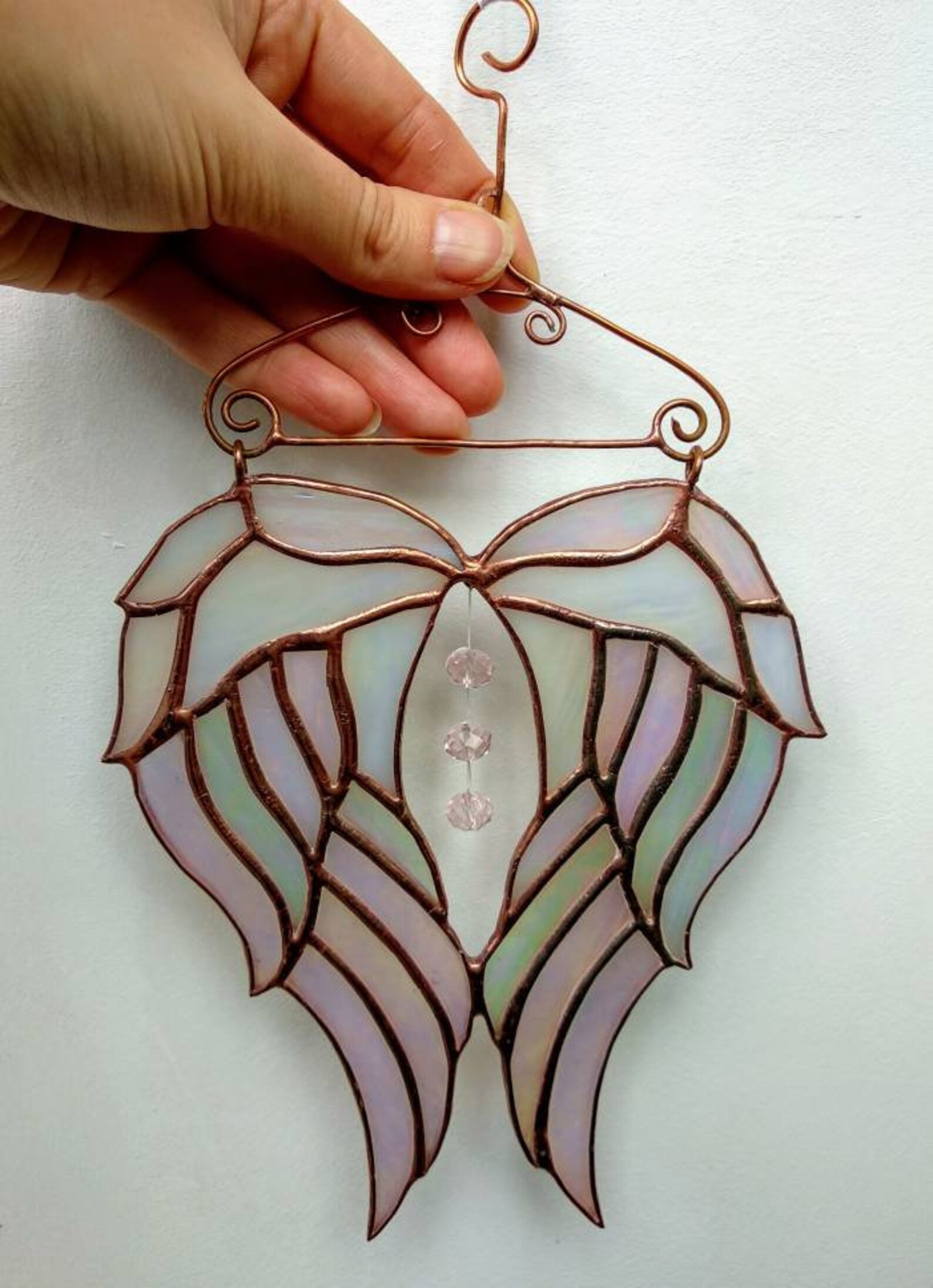Stained Glass Angel Wings Suncatcher Memorial Window Hangings Etsy