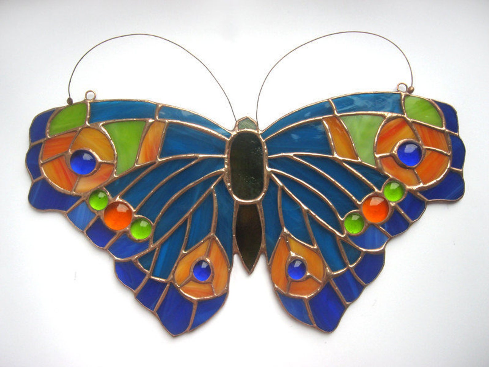 Stained glass large butterfly Suncatcher insect ornament Etsy