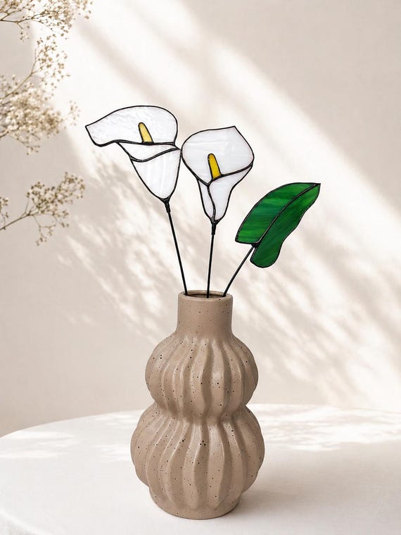 Stained Glass Calla Lily, Forever Flower Bouquet Set of 3