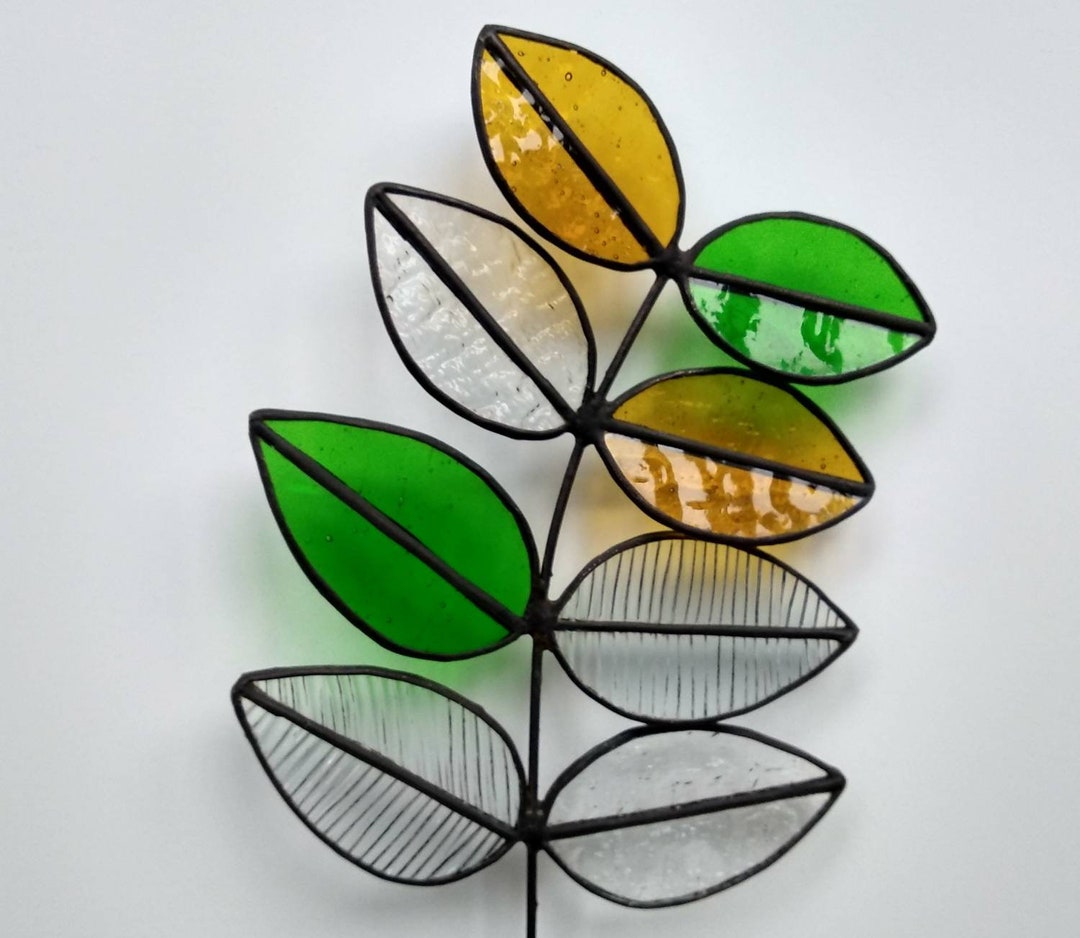 Stained Glass Leaf Leaves Suncatcher Vase Arrangements Nature Stained Glass Leaves Arrangements
