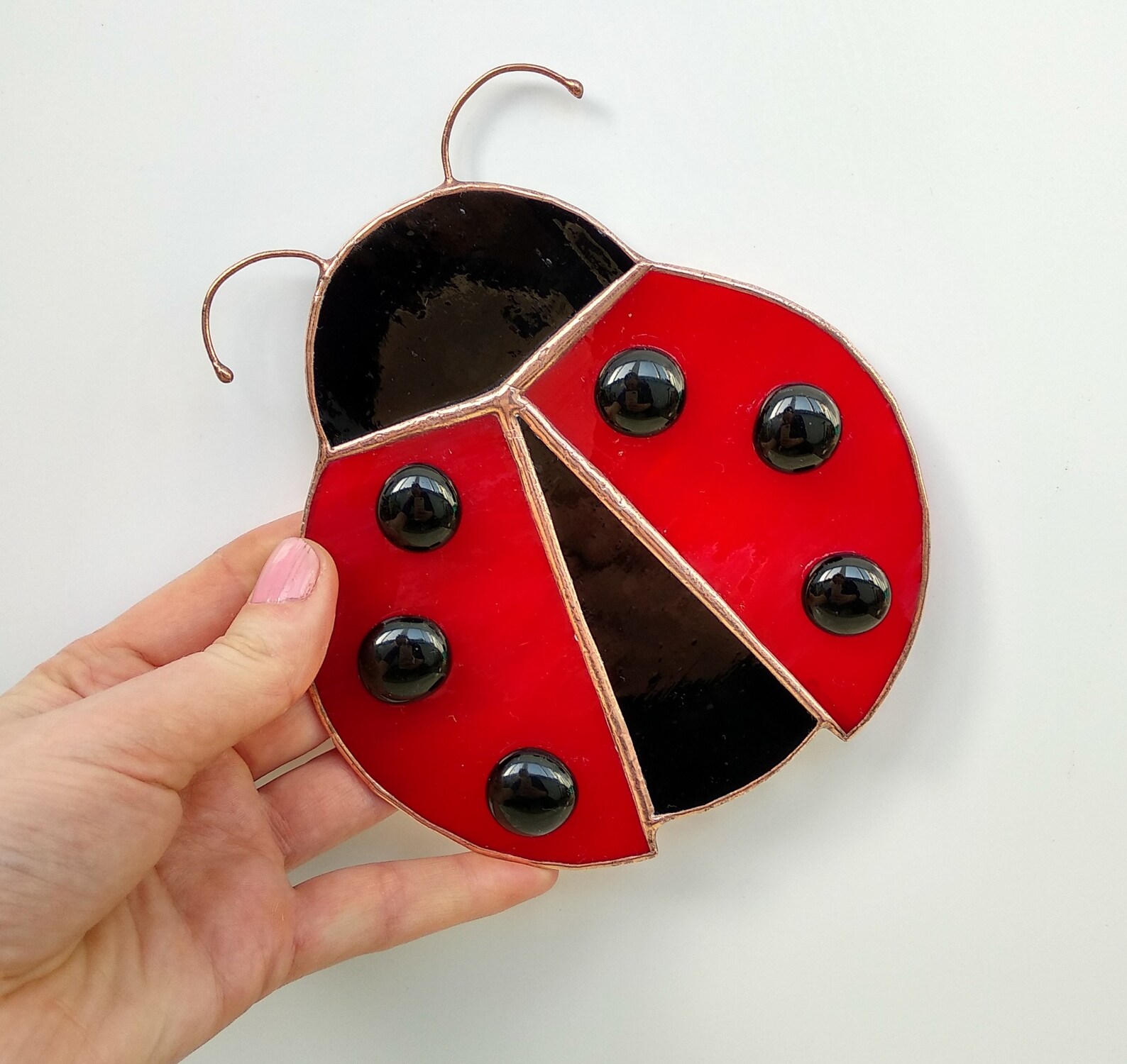 Ladybug stained glass Insect suncatcher Ladybug garden stake Etsy