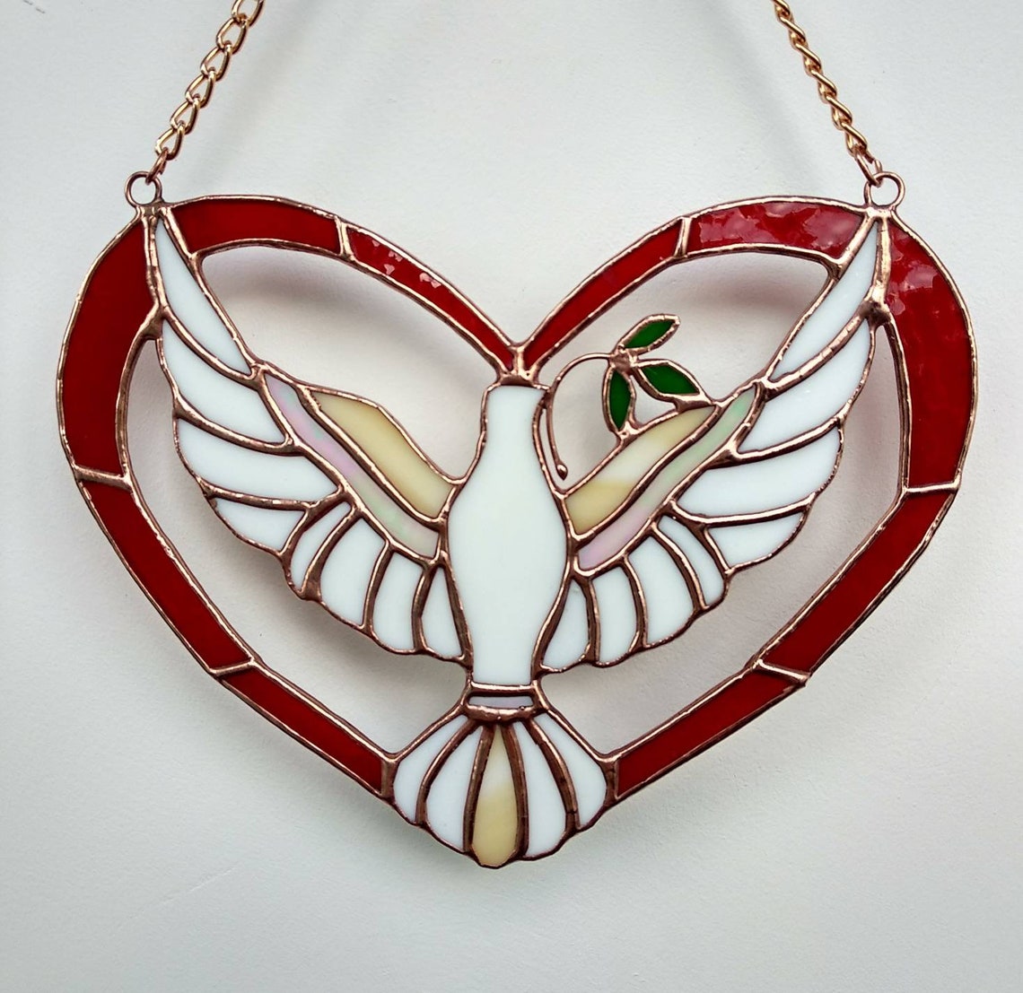 Suncatcher dove Stained glass bird Holy spirit dove Etsy