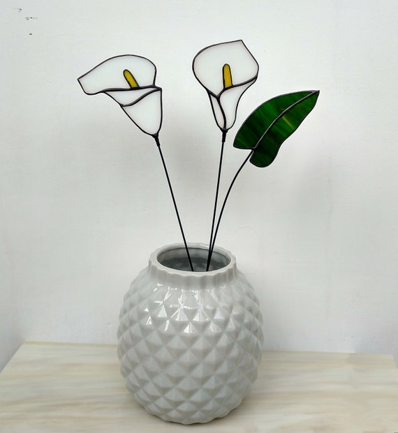 Calla Lily Stained Glass Calla Lily Bouquet for Vase Stained Glass