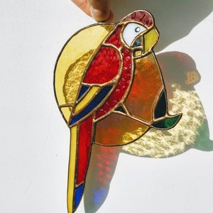 Parrot stained glass suncatcher Bird stained glass window hangings image 7