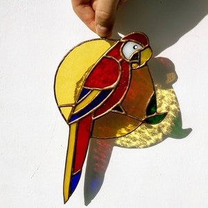 Parrot stained glass suncatcher Bird stained glass window hangings image 5