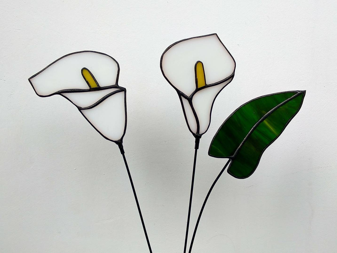 Calla Lily Stained Glass Calla Lily Bouquet for Vase Stained Glass Flower  With Stems 