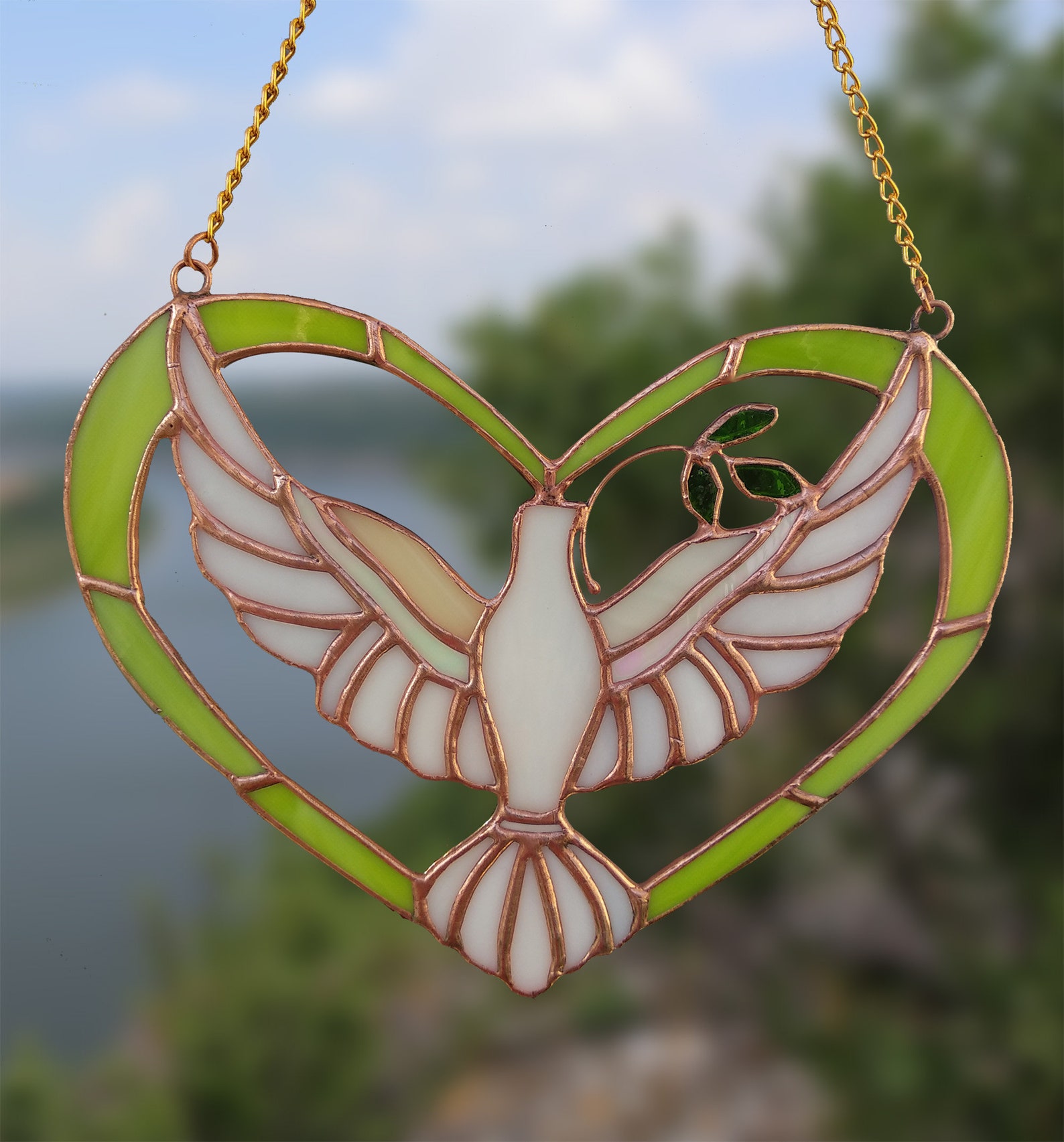 Suncatcher Dove Stained Glass Bird Holy Spirit Dove Etsy