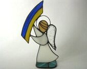 Stained glass Angel  3D sculpture Tiffany Art glass decor Candle holder 