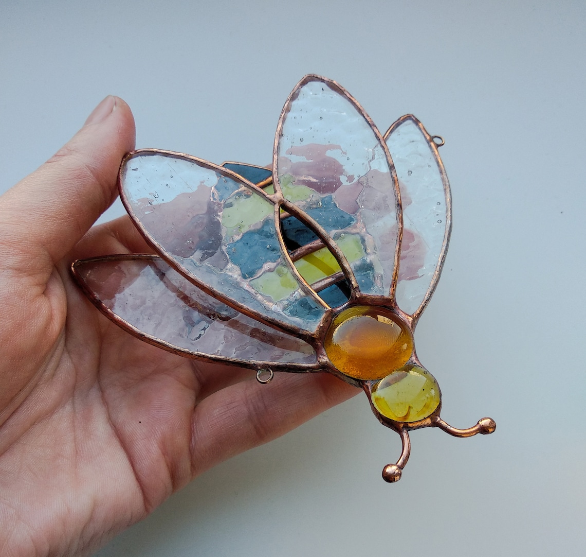 Stained Glass Honey Bee Suncatcher Insect Window Hanging Etsy