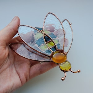 Stained glass honey bee Suncatcher insect Window hanging