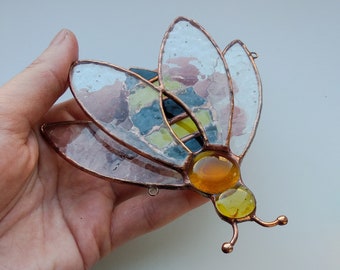 Stained glass honey bee Suncatcher insect Window hanging