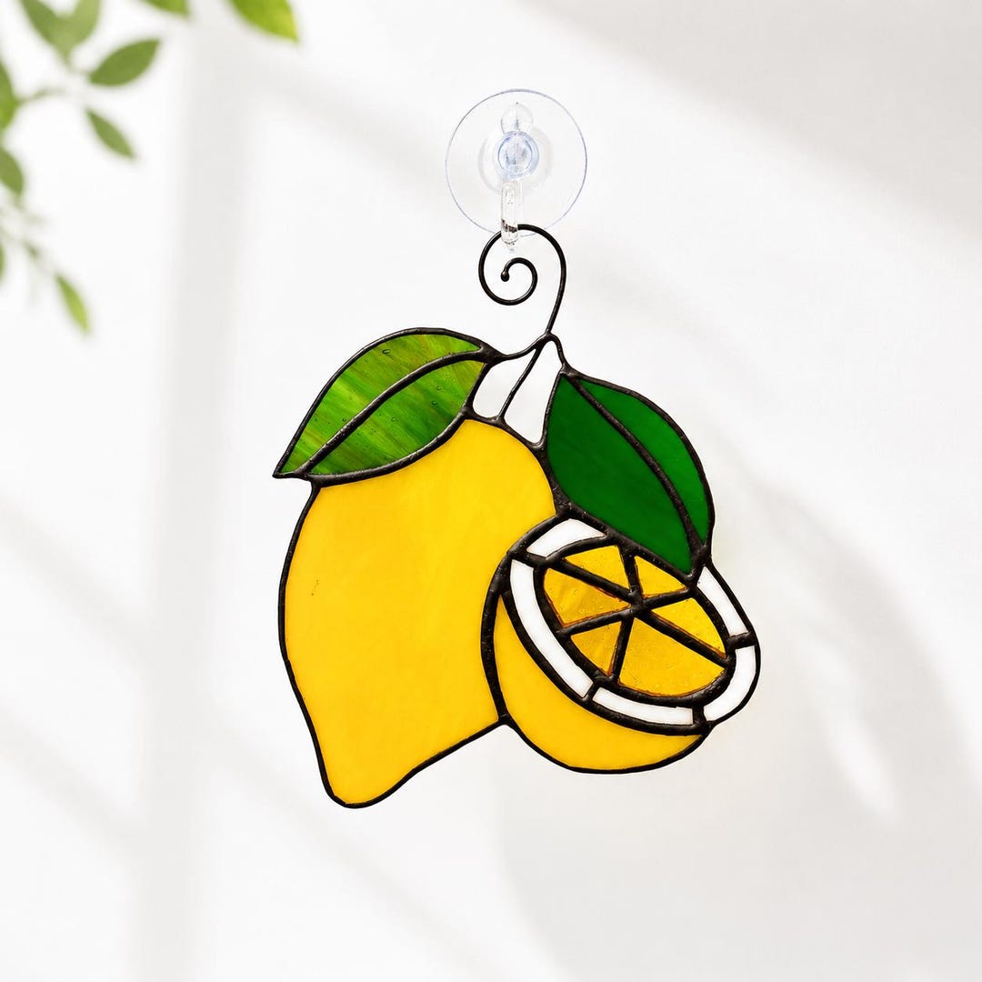 Stained Glass Lemon Suncatcher, Italian Kitchen Decor, Citrus