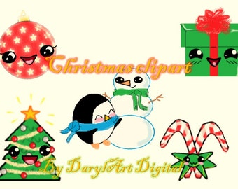 Cute Holiday Clipart, instant download (5 included)