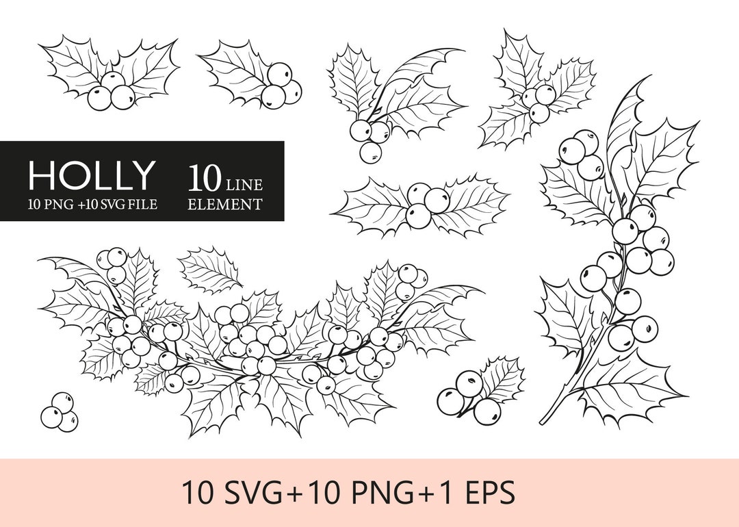 Holly Svg Winter Svg Christmas Mistletoe Illustration Holly Tattoo