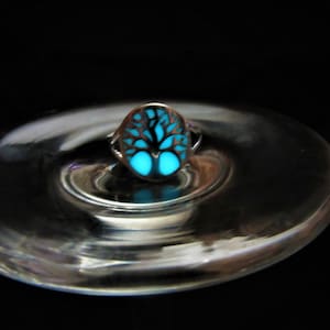 Tree silver ring/ glow in the dark