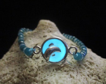 Dolphin bracelet, Amazonite and Opal beads ,glow in the dark