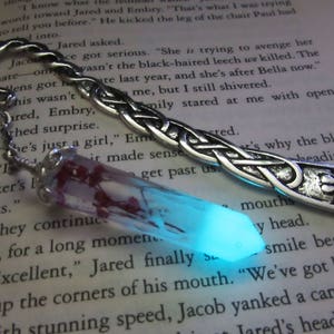 Real flower /Silver bookmark glow in the dark