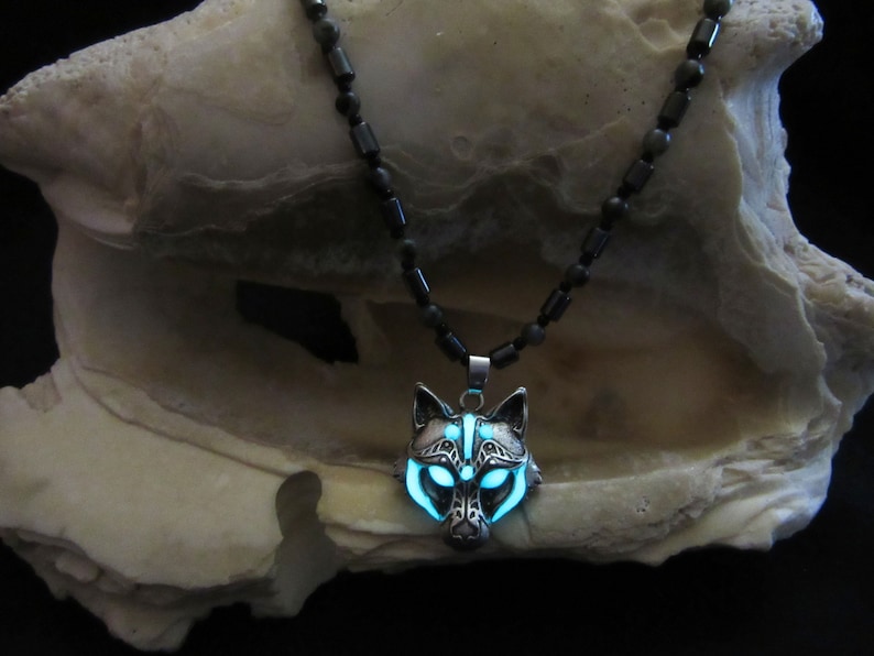 Moon Wolf Glow In The Dark Necklace – Unique Lovers Gift, Noctilucent Pendant For Him Or Her - View #10