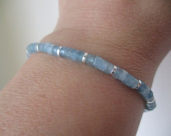 Bohemian Bracelet, Aquamarine bead bracelet, Summer bracelet