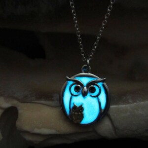 Owl ,Mother and Child pendant  glow in the dark
