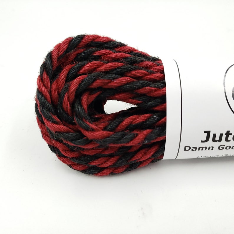 Jute Bondage Rope Red & Black 6mm Shibari Rope BDSM Mature 