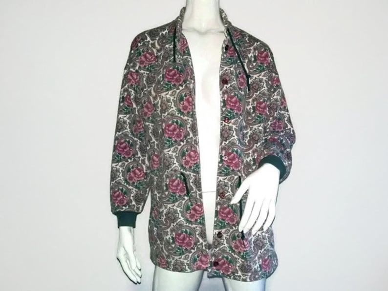 Lady Foot Locker Size Medium Pink Cardigan Long Sweater Vintage Paisley Sweater Color Green