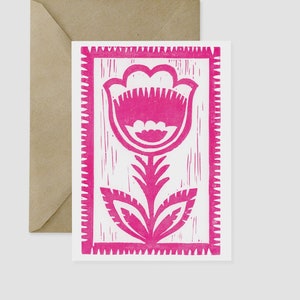 Block Print Flower Card Polish Wycinanki Folk Art image 3