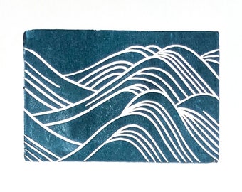 Japanese Waves Original Block Print -  Water Pattern