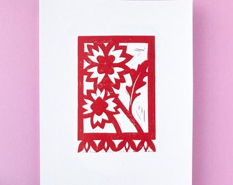 Texas Wildflower Original Block Print -  Papel Picado Wildflower series