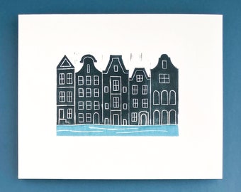 Amsterdam Linocut Art Print