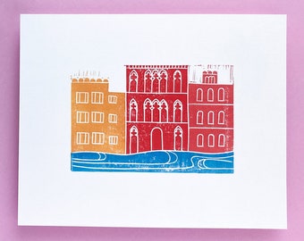 Venice Italy Block Print Art