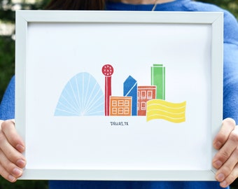 Dallas Skyline Art Print