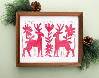 Reindeer Folk Art Printable Wall Art (Horizontal or Square)