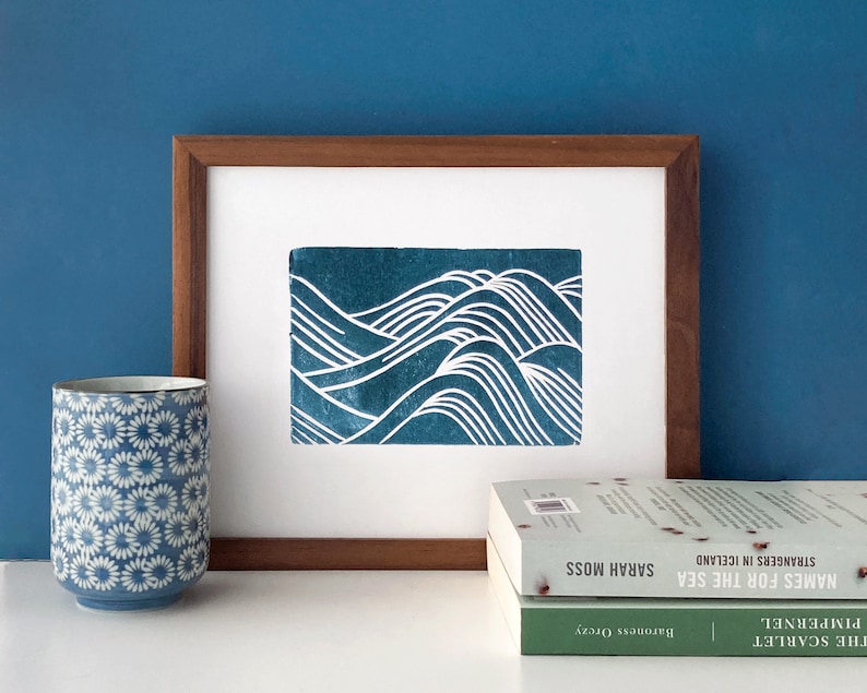 Japanese Waves Original Block Print Water Pattern image 5