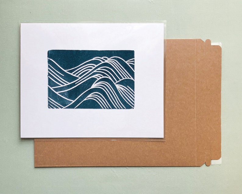 Japanese Waves Original Block Print Water Pattern image 4